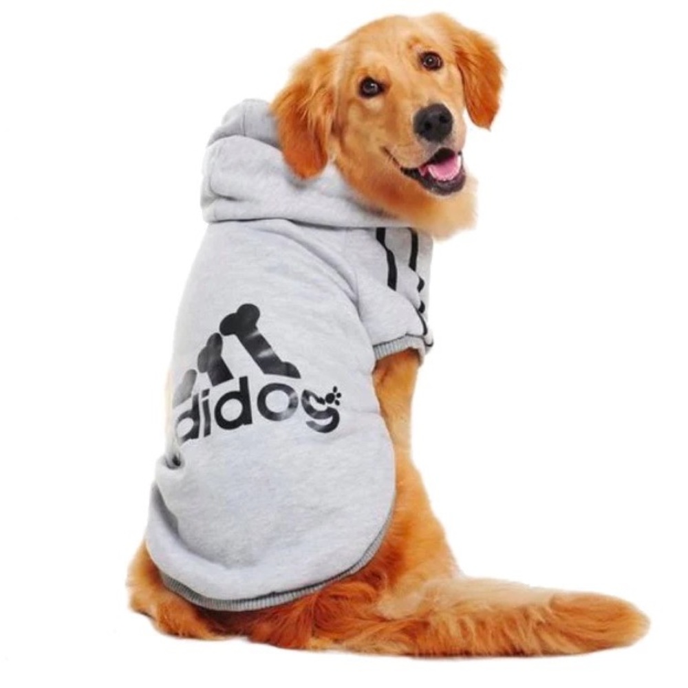 Adidog dog sweater gray XL fits 11 - 17 pound dogs fleece adidas pet
